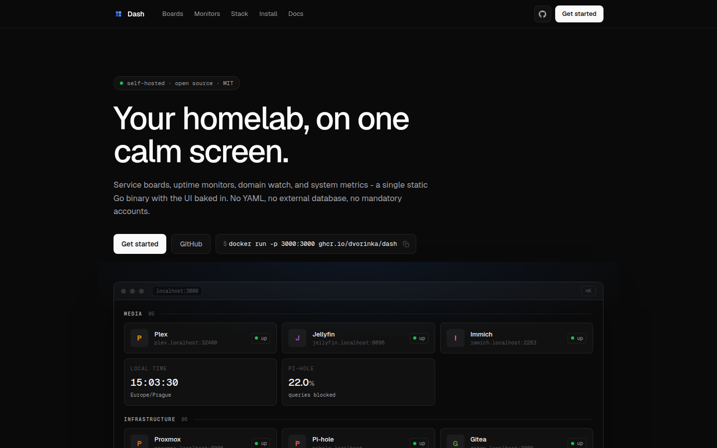 Dash homelab dashboard